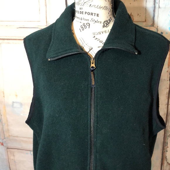 Woolrich Fleece Vest Green Sleeveless Vintage